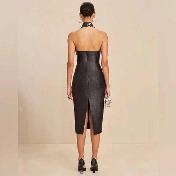 Cult Gaia Winslow Ruffle-Trim Metallic Halter Midi Dress - Picture 4 of 9